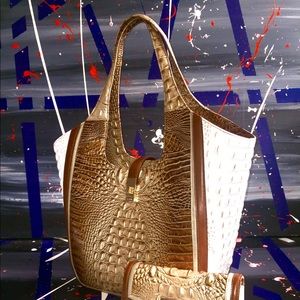 💜💜BRAHMIN CARLA CAPPUCCINO SHOREHAM TOTE WALLET